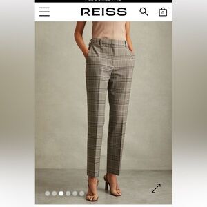 Reiss Plaid Trousers, Ankle length Size 4, office  corporate chic, Grey & Black